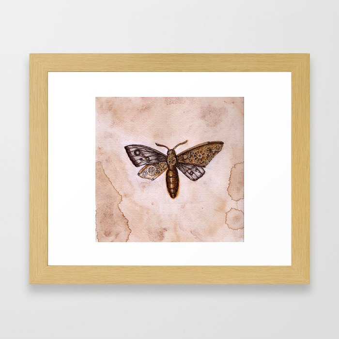 Moth with cogs Framed Art Print