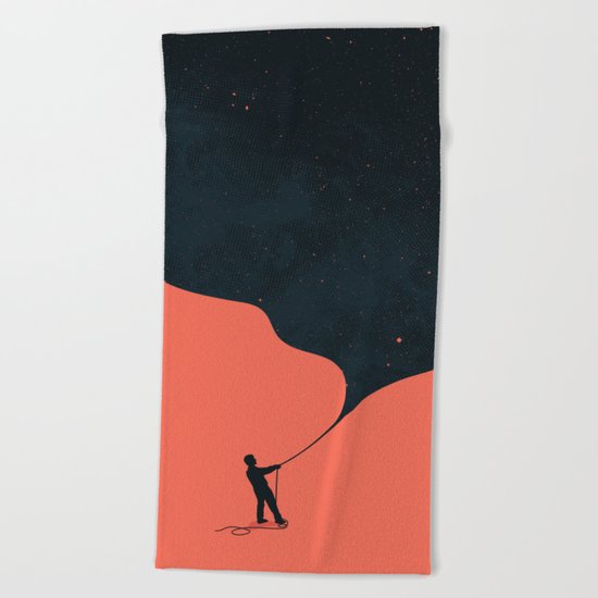 Night fills up the sky Beach Towel