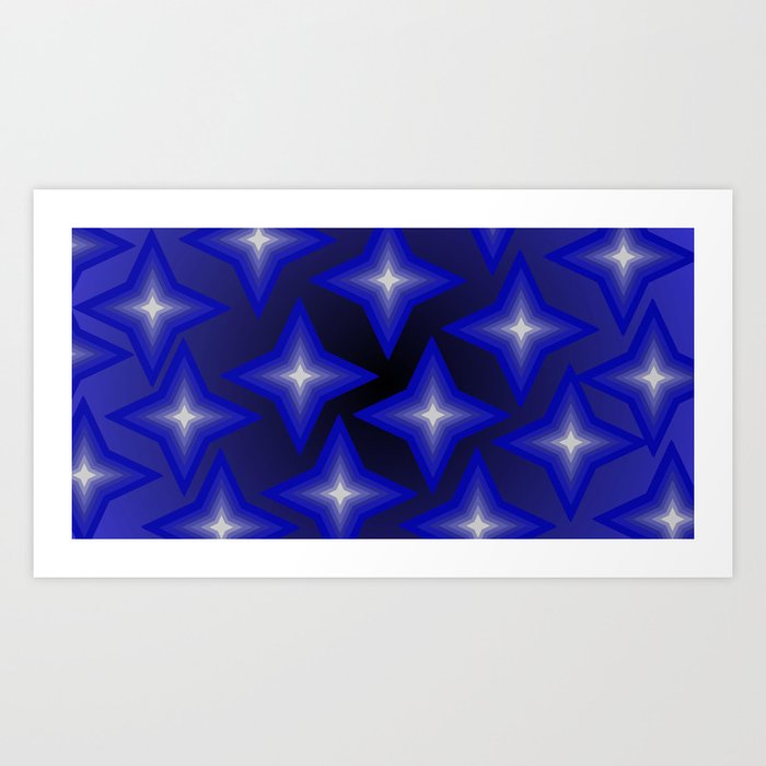 Blue Trippy Pattern Art Print