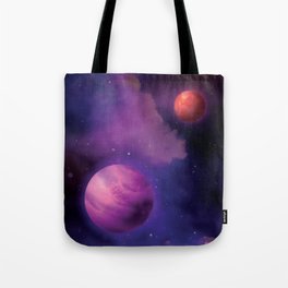 Cool Purple Outer Space Print Planet Lover Pattern Tote Bag