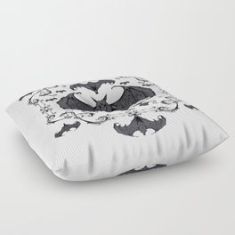 Bats and Filigree - Black and White Floor Pillow