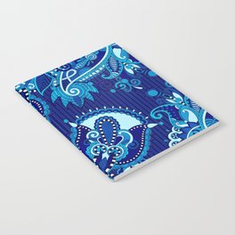 Paisley Floral  Ornament - Shades of blue Notebook