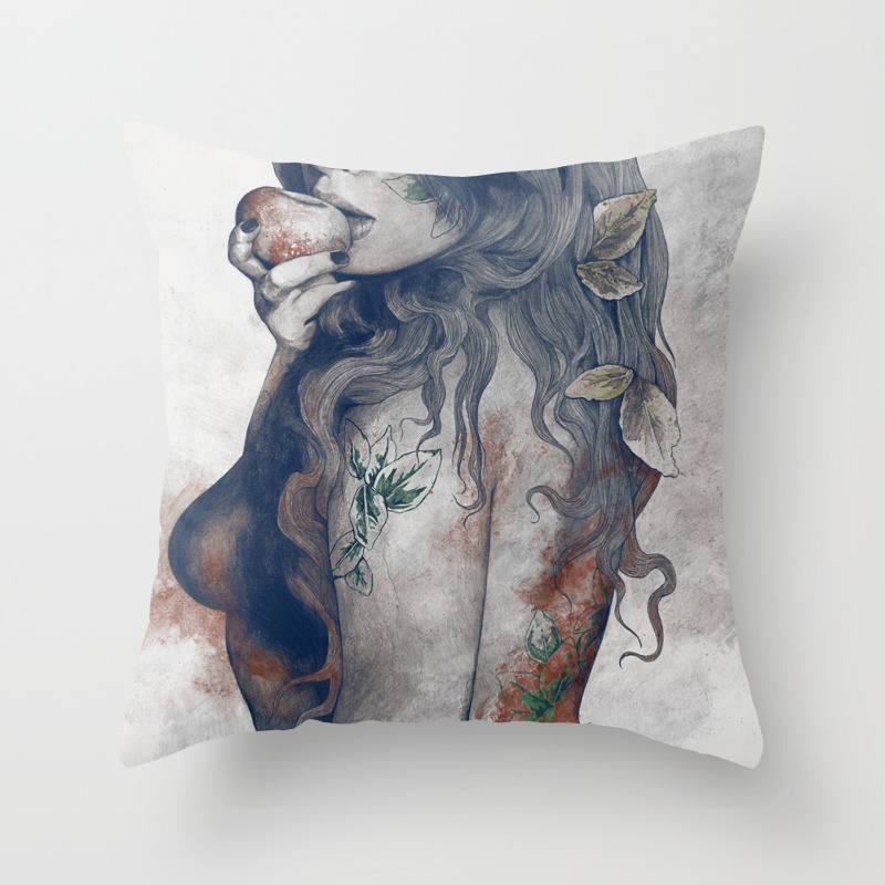 rust and blue pillows