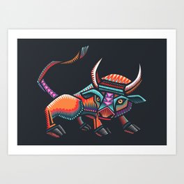 Mexican bull hand drawn illustration Art Print