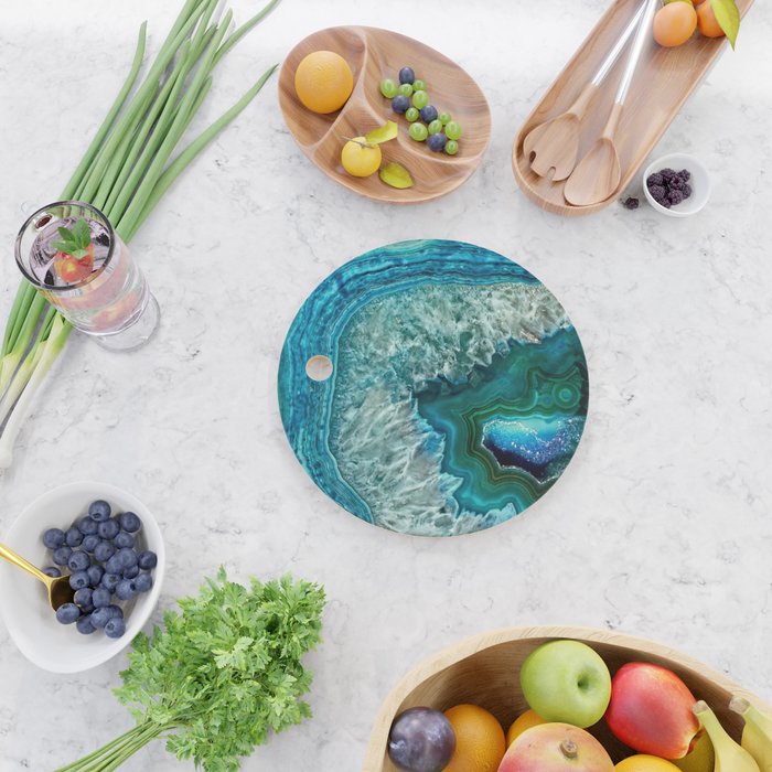 Aqua turquoise agate mineral gem stone Cutting Board by UtART