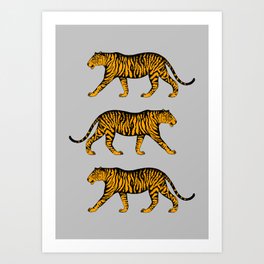 Tigers (Gray and Marigold) Art Print