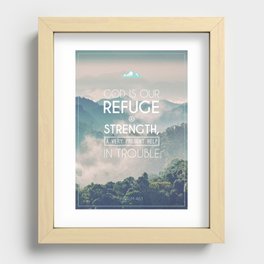 Typography Motivational Christian Bible Verses Poster - Psalm 46:1 Recessed Framed Print