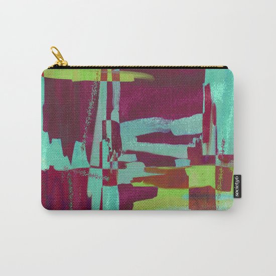 Raspberry Jam - Textured, abstract, raspberry, cyan and green painting Carry-All Pouch