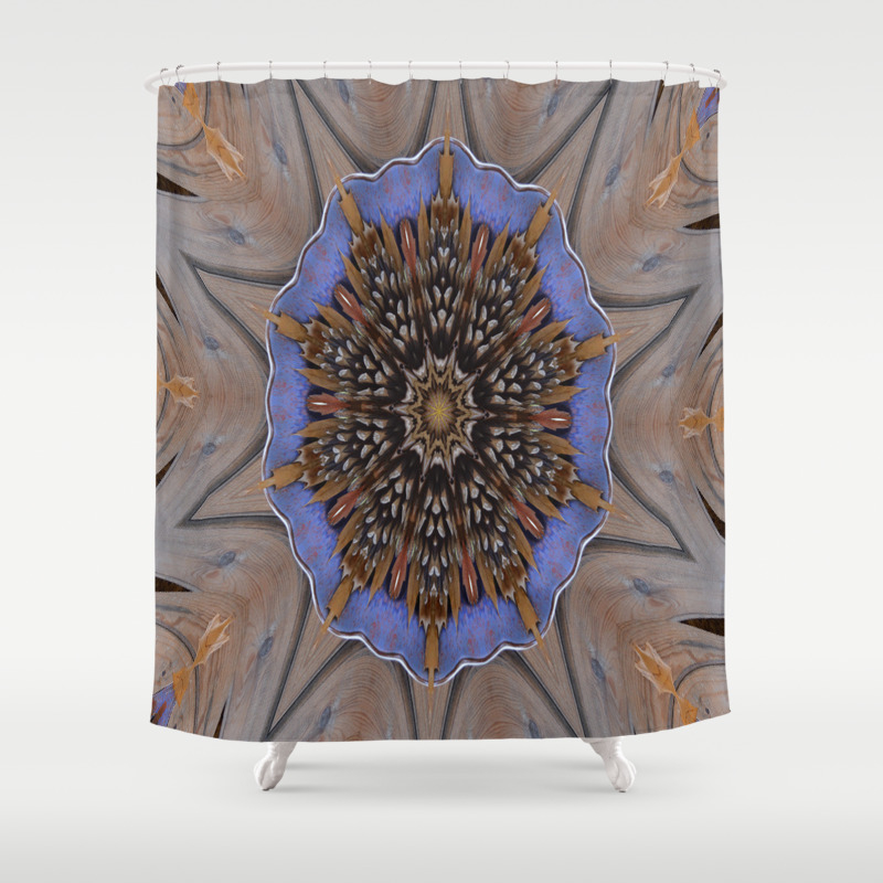 Blue Brown Kaleidoscope Retro Groovy Image Shower Curtain Blue Brown Kaleidoscope Retro Groovy Image Shower Curtain