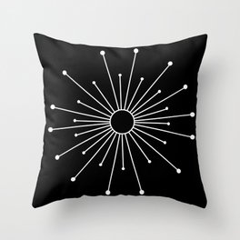 Mid Century Modern Simple Sputnik Starburst Black/White Throw Pillow