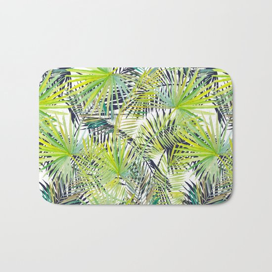 Tropical Frond Pattern Bath Mat