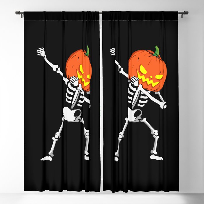 Dabbing Skeleton Pumpkin Halloween Blackout Curtain