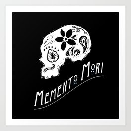 Memento Mori Art Print | Black and White, Illustration, Graphic Design, Typography 