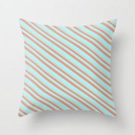 [ Thumbnail: Dark Salmon & Turquoise Colored Lines Pattern Throw Pillow ]