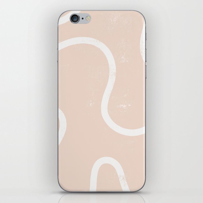Boho Abstract Pink and White Line Art iPhone Skin