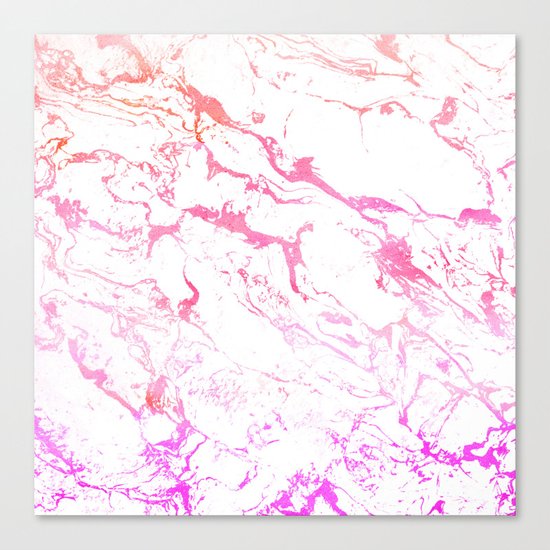 Modern pink purple watercolor white marble pattern Canvas Print