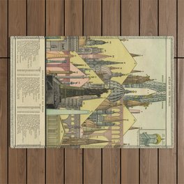 1896 Vintage Diagram: Principal High Buildings of The World  Outdoor Rug