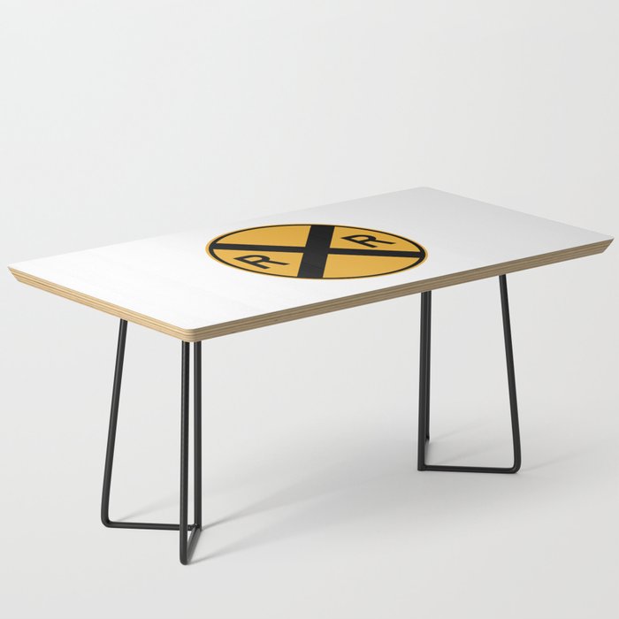 RAILROAD SIGN. Circular Yellow and Black with crossing sign. Coffee Table