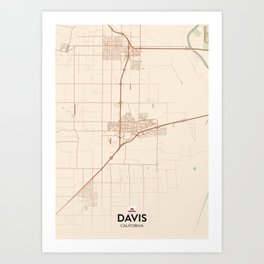 Davis, California, United States - Vintage City Map Art Print | California, Townmap, Vintagemap, Map, America, Flag, Cityposter, Graphicdesign, Print, Californiamap 