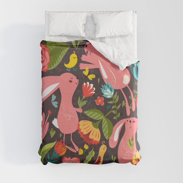 Bunnies in the wild Duvet Cover