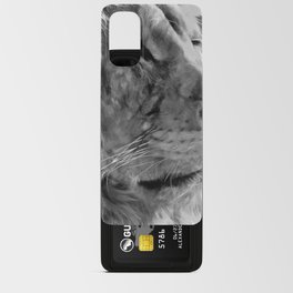 Modern black and white oil painting of king lion, artist collection of animal painting abstract. gray Android Card Case