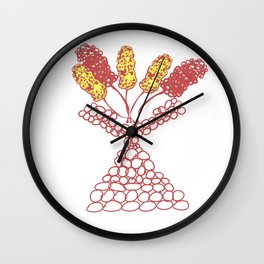 Minimalist red flowers in vase Wall Clock