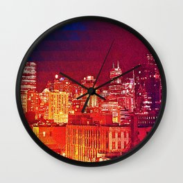 Chicago Cityscape Skyline Wall Clock | Skyline, Phonecase, Color, Chicago, Photo, City, Colorful, Red, Westloop, Cityscape 