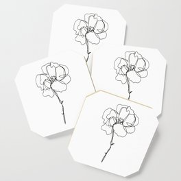 Minimal Line Rose Art (v.4) Coaster