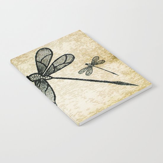 Dragonflies on tan texture Notebook