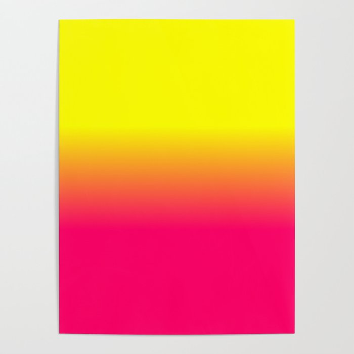 Neon Pink and Neon Yellow Ombré Shade Color Fade Poster