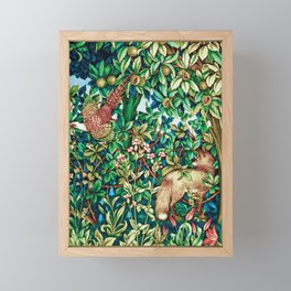 William Morris Fox and Pheasant Tapestry Print Framed Mini Art Print