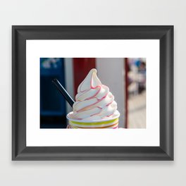 Soft serve colorful stripes in vanilla ice cream Framed Art Print
