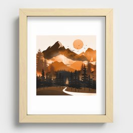 Sunshine over the peaceful mountainside Recessed Framed Print