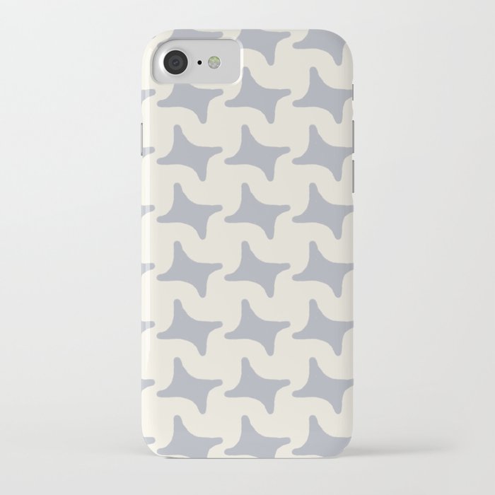 Blue-grey Beige Simple Houndstooth Pattern iPhone Case