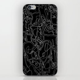 Abstract Contrasting White on Black Contour Line Design iPhone Skin