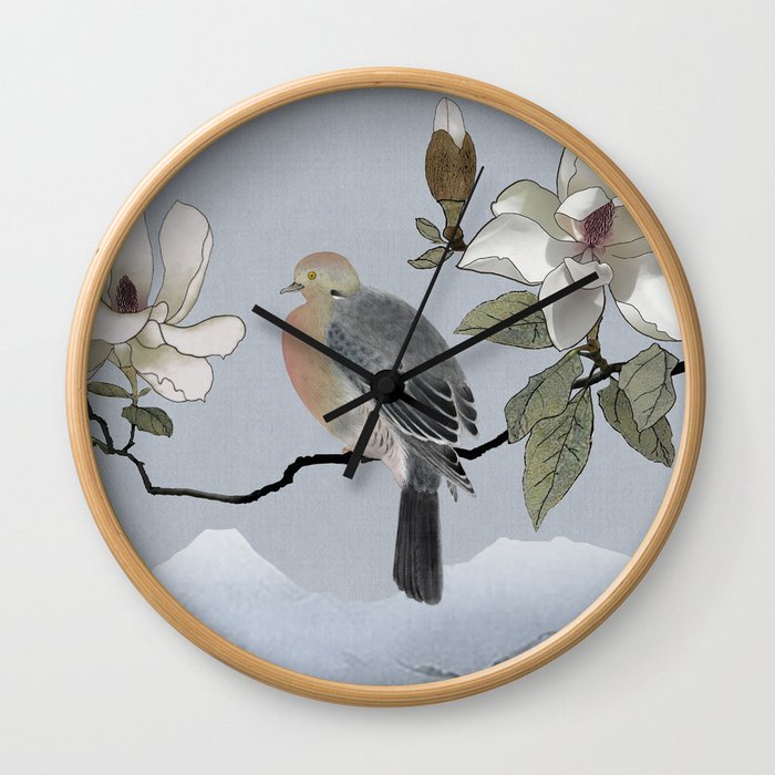 Mourning Dove And Magnolia Wall Clock