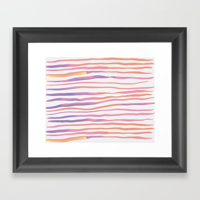 Irregular watercolor lines - pastel pink and ultraviolet Framed Art Print