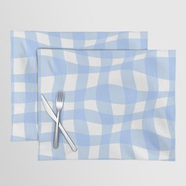 Warped Checkered Gingham Pattern (sky blue/white) Placemat