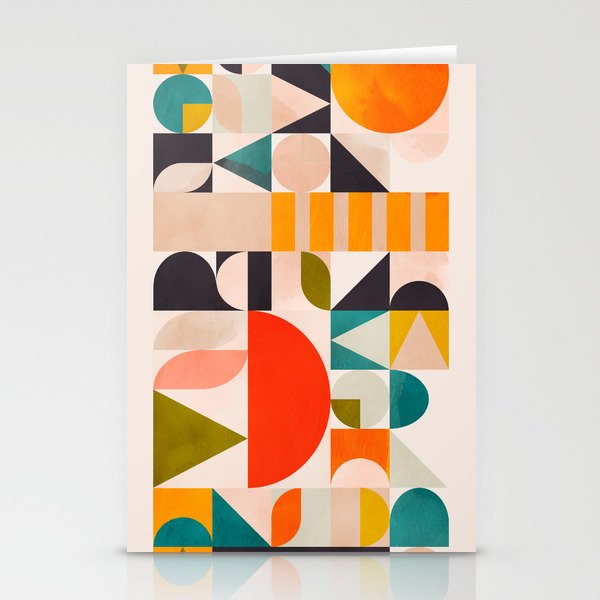 mid century geometry abstract shapes bauhaus 3 Stationery Cards