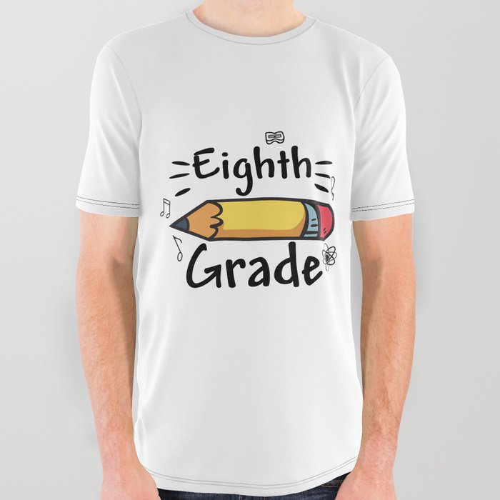 Eighth Grade Pencil All Over Graphic Tee