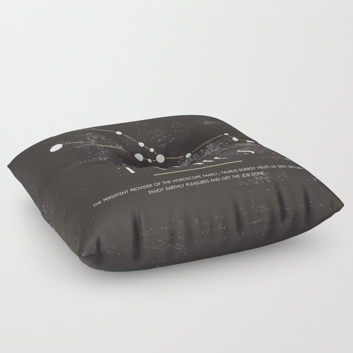 TAURUS - Zodiac Sign Constelation - Black and White Aesthetic Floor Pillow