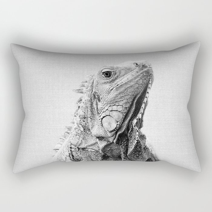 Iguana - Black & White Rectangular Pillow
