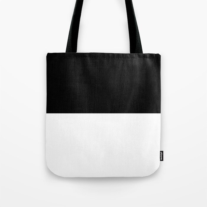 Black And White Split in Horizontal Halves Tote Bag