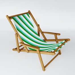 [ Thumbnail: Turquoise, Green & Mint Cream Colored Stripes Pattern Sling Chair ]