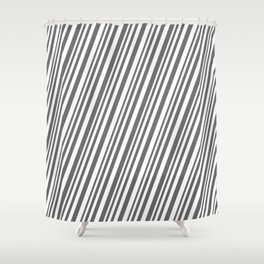 [ Thumbnail: Dim Gray & White Colored Lines/Stripes Pattern Shower Curtain ]