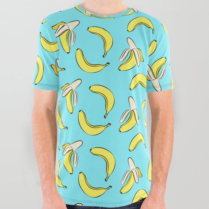 banana toss - blue All Over Graphic Tee