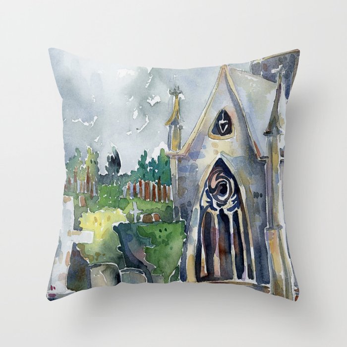 Stratford England Watercolor Throw Pillow by Regan Duchene Society6