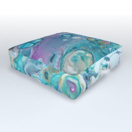 Fluid Nature - Candyfloss Tendrils - Abstract Acrylic Pour Art Outdoor Floor Cushion