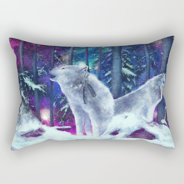 white wolf in the forest Rectangular Pillow