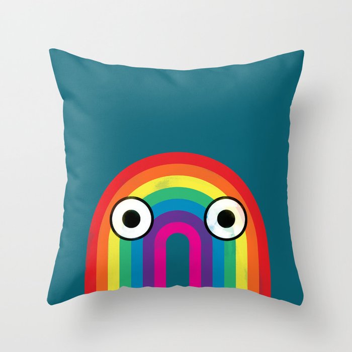 Rainbow Eyes Throw Pillow